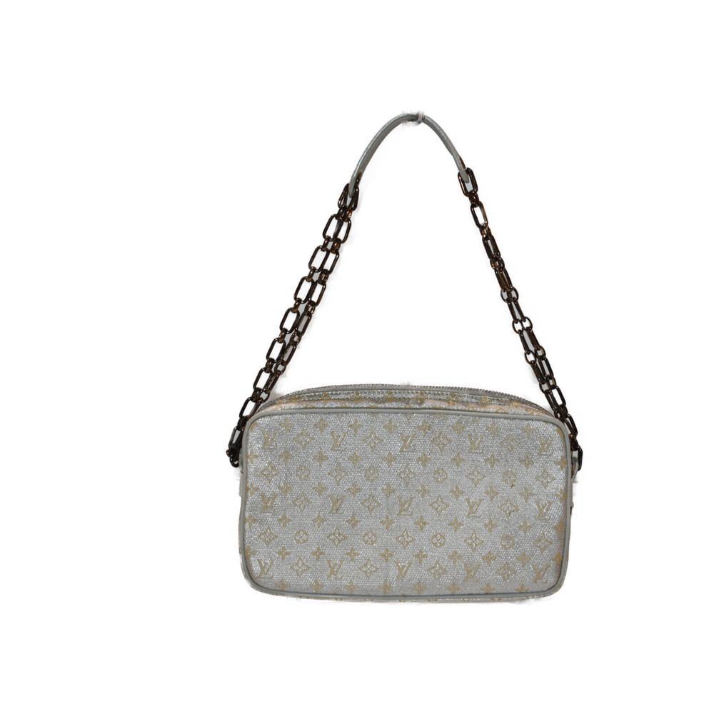 Louis Vuitton Bag Handbag Canvas Chain LV Silver McKenna